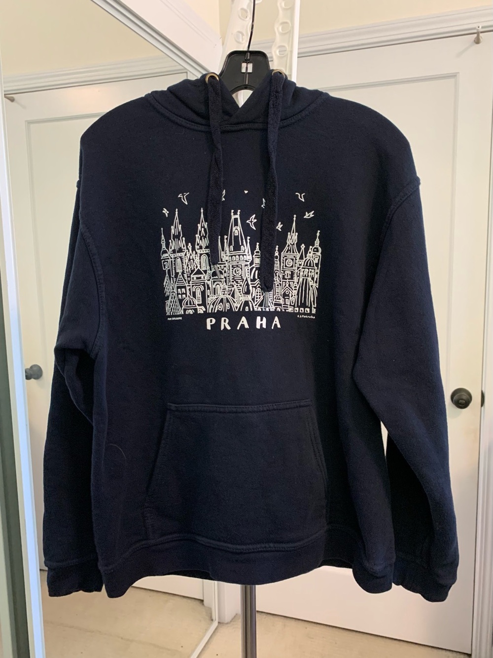 Praha Graphic Hoodie - Navy Blue Women’s Pullover Hoodie